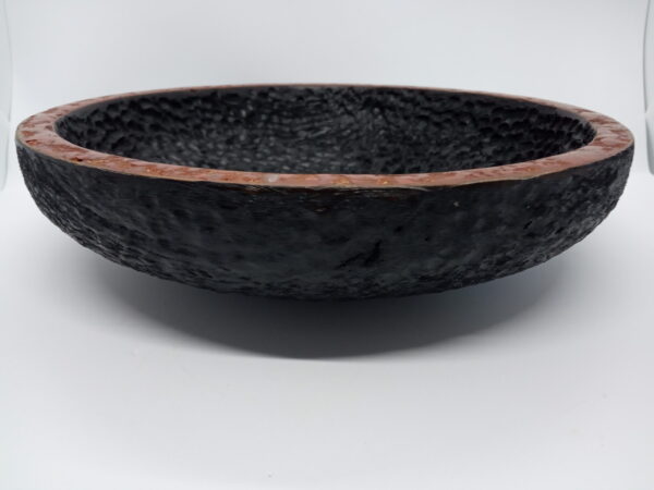 bol en frêne texturé et jaspe rouge 24cm