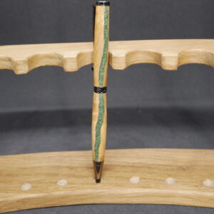 stylo bille en racine de thuya et époxy verte