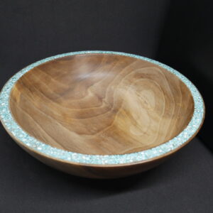 Bol en noyer et incrustation de turquoise 2